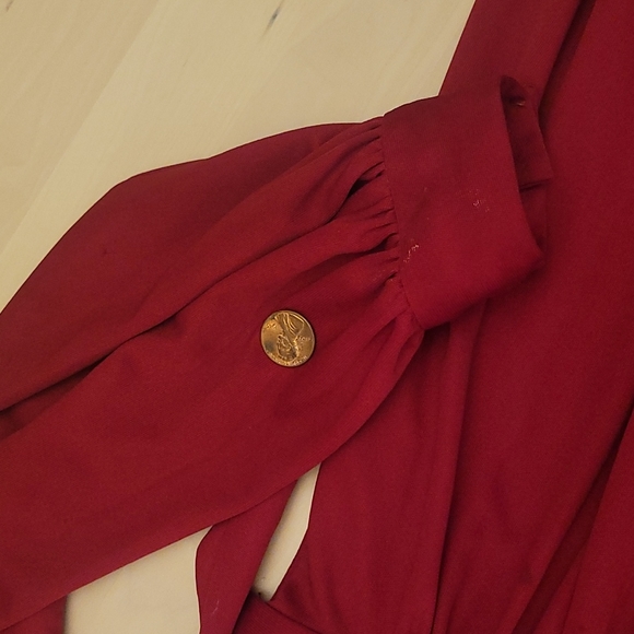 Fabulous 1970s International Ladies Garment Workers Union Vintage Deep Red Dress - Picture 16 of 17